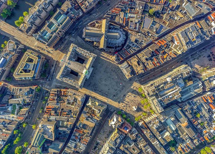 Amstelchurch Royal Palace + Dam Square - Amsterdam Aerials - Gallerease photo