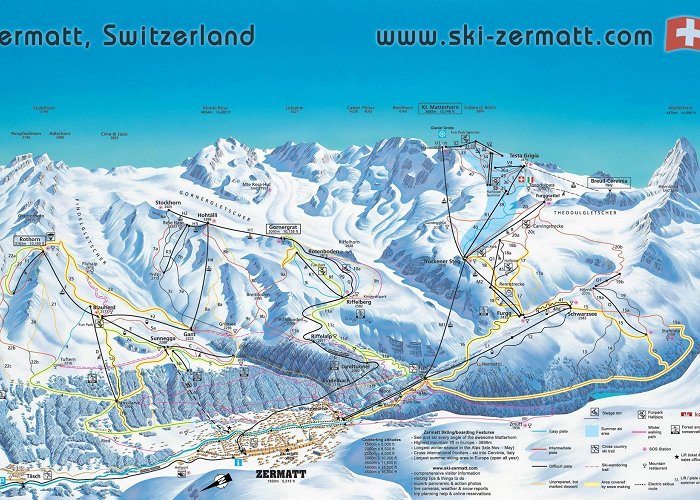 Ski Lift Zermatt - Furi Zermatt, Switzerland - Ski map / Piste map / Trail map photo